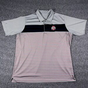 Ohio State Buckeyes‎ NCAA Antigua Golf Striped Polo Shirt Mens XL